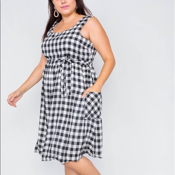 ⭐️LAST1⭐️Plus Size Checkered Gingham Midi Dres⭐️ - Picture 3 of 5